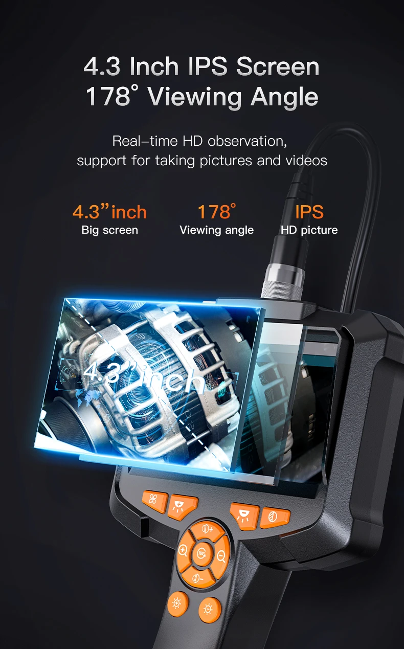 Industrial Endoscope Camera 4.3inch IPS Screen IP67 Waterproof HD1080P 8mm Lens Pipe Sewer Inspection Camera Borescope For Car - Imagen 13
