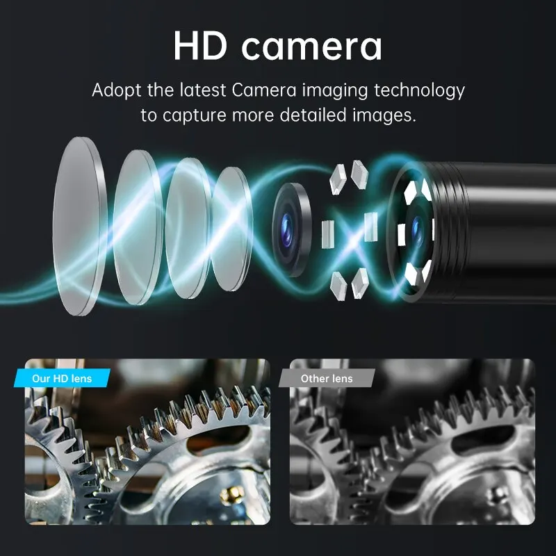Industrial Endoscope Camera 4.3inch IPS Screen IP67 Waterproof HD1080P 8mm Lens Pipe Sewer Inspection Camera Borescope For Car - Imagen 23