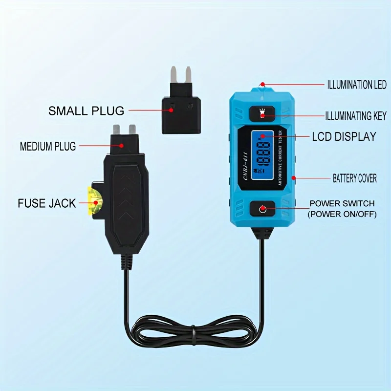 Car Circuit Tester Current Test Fuse Diagnostic Tool 12V Range 0.01~19.99A Repair Detector Galvanometer Automotive Accessories - Imagen 7