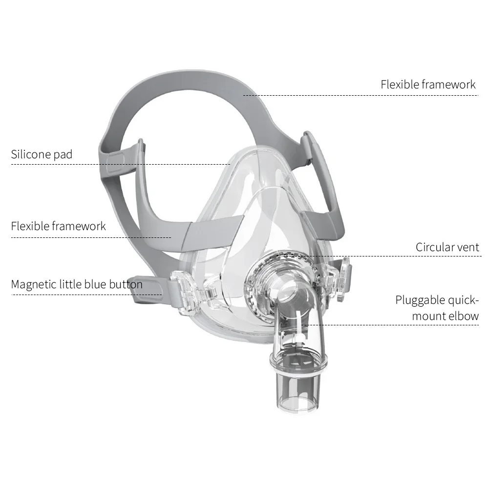 FM50 Full Face Mask CPAP Auto CPAP APAP BIPAP Machine Size S/M/L CPAP Full Face Mask For Anti Snoring And Sleep Aiding APNEA - Imagen 12