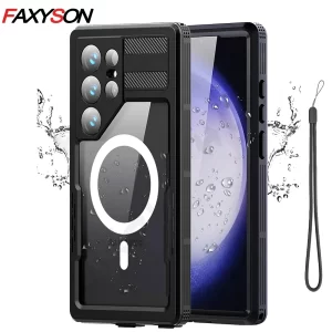 FAXYSON Waterproof Case for Samsung Galaxy S23 Ultra Compatible with Magsafe Snow Dust 360° Underwater IP68 Certified Cover