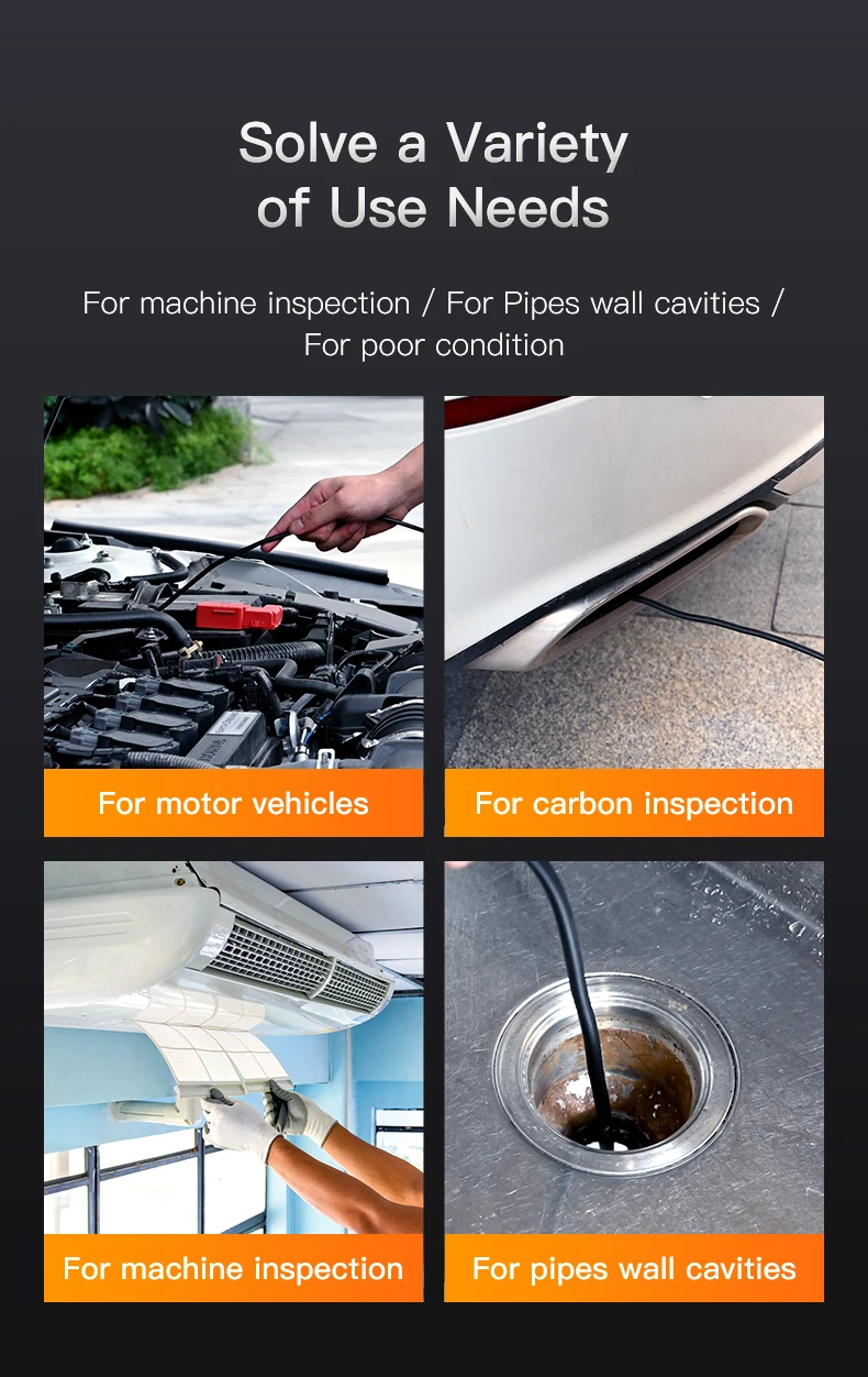 Industrial Endoscope Camera 4.3inch IPS Screen IP67 Waterproof HD1080P 8mm Lens Pipe Sewer Inspection Camera Borescope For Car - Imagen 18